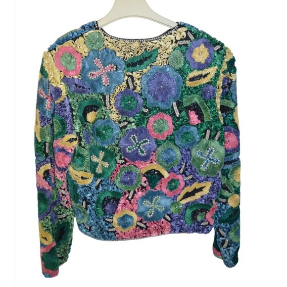 NWT Avant Garde Pastel Silk Ribbon Boxy Bolero Jacket Vintage 1990s Women Small - Picture 8 of 9